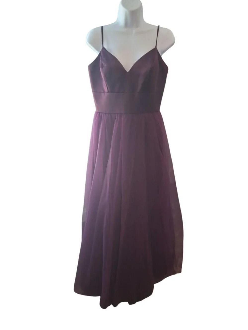 Morilee Madeline Gardner Purple Satin Tulle Maxi Dress Formal Prom Bridesmaid